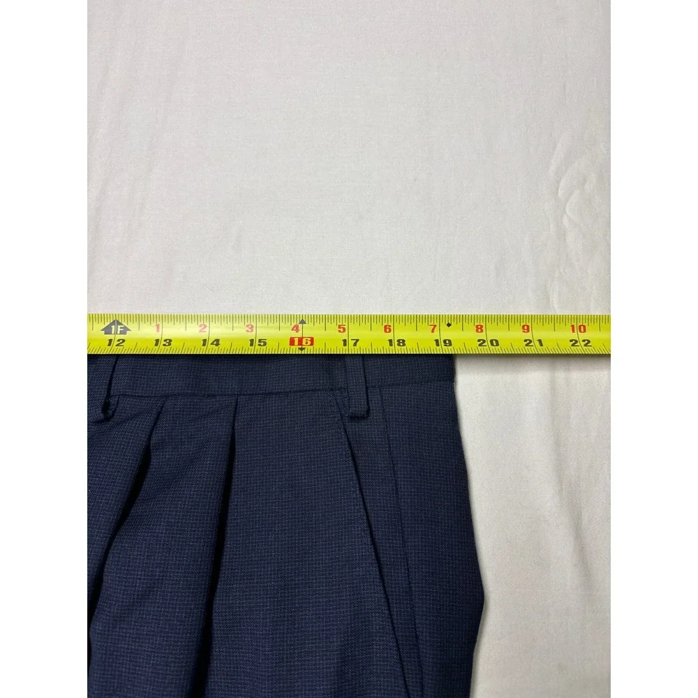 Lauren Ralph Lauren Mens 38x32 Navy Blue 100% Wool Pleated Cuffed Dress Pants